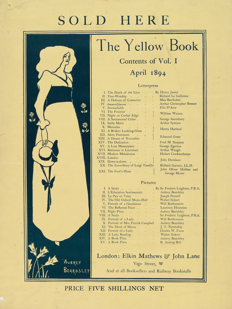 (BEARDSLEY, AUBREY.) Point-of-purchase poster for the first issue of The Yellow Book.